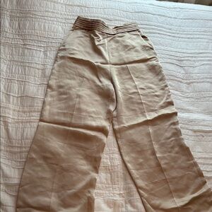 Zara Cream Wide-Leg Satin Pants